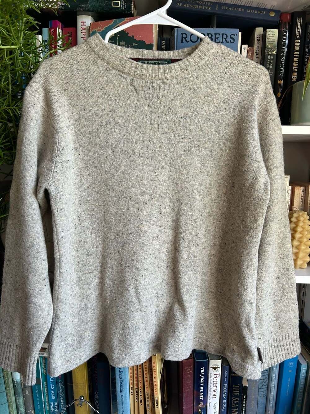 Woolrich Crew Neck Sweater Size M Gray Speckled Donegal Wool Pullover
